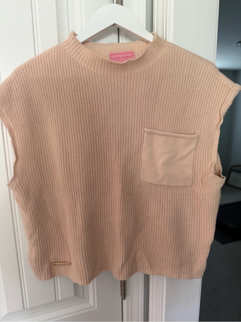 Simply Southern Blush Knit Muscle Tee with Pocket